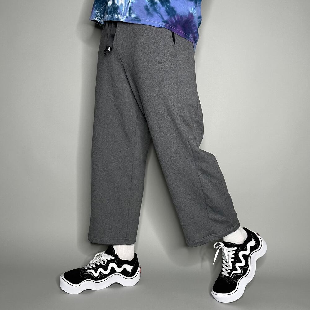 Vintage Y2K Nike Sweatpants Mens L Baggy Wide Leg Fit Dark Grey Polyester Black